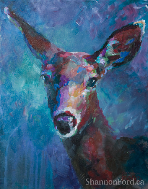 Blacktail Yearling Doe  painting, shannon ford