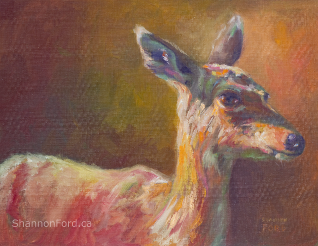 Old Doe, Blacktail Doe Painting Oil Painting by Shannon Ford