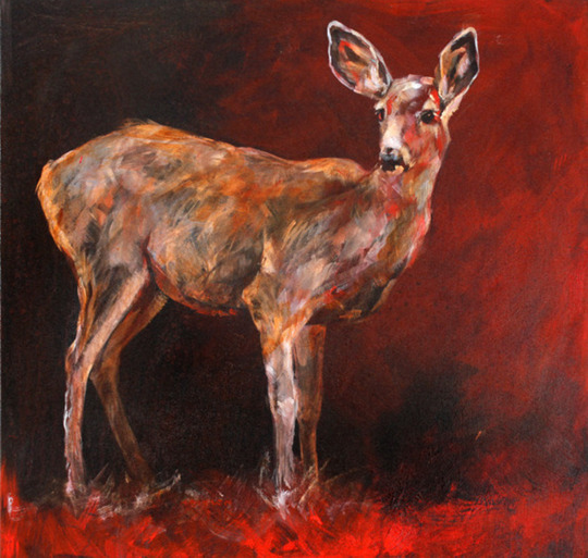 Shannon Ford, painting of Black Tail Doe Deer, Blue Deer