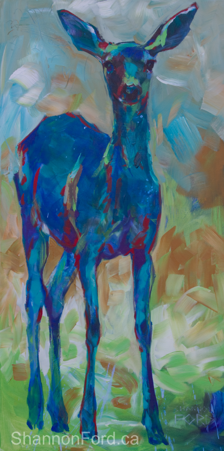 Blacktail Yearling Doe painting, shannon ford
